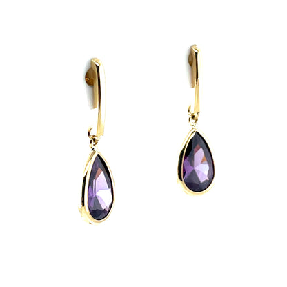 9ct Gold Amethyst Drop Earrings GEX173