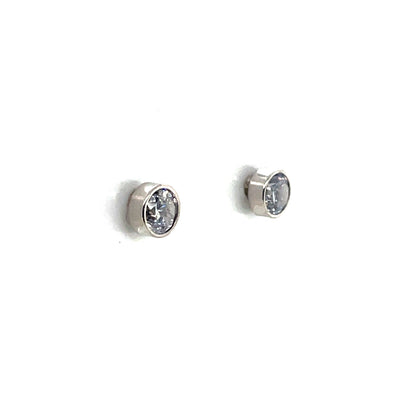 9ct White Gold 5mm Bezel CZ Stud  Earrings WEZ080