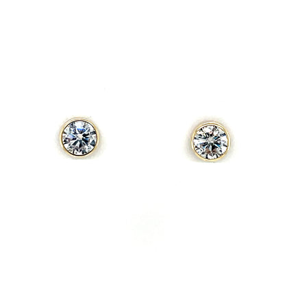 9ct Gold 5mm CZ Rubover Stud Earrings GEZ785