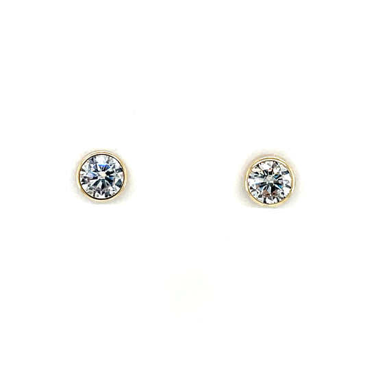 9ct Gold 5mm CZ Rubover Stud Earrings GEZ785