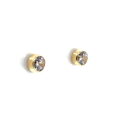 9ct Gold 5mm CZ Rubover Stud Earrings GEZ785
