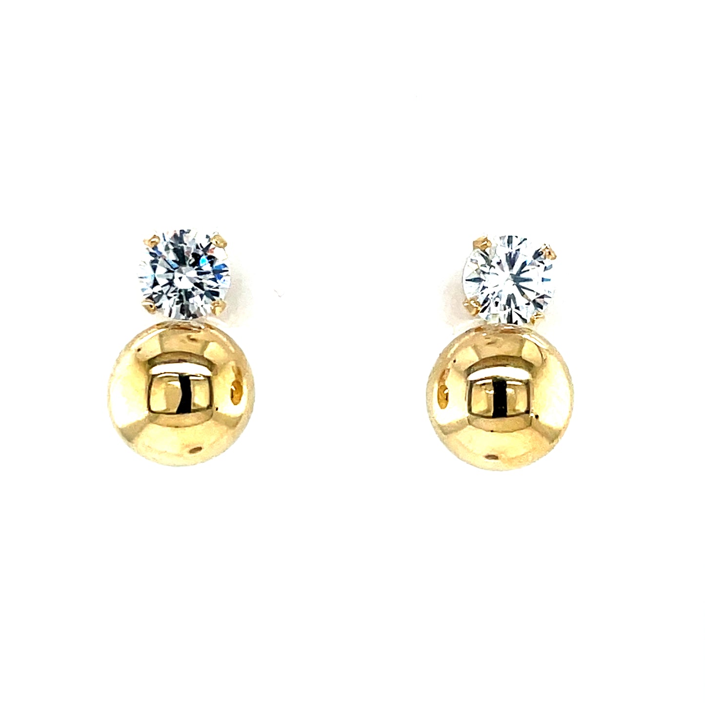 9ct Gold 8mm Ball & CZ Stud Earrings GEZ791