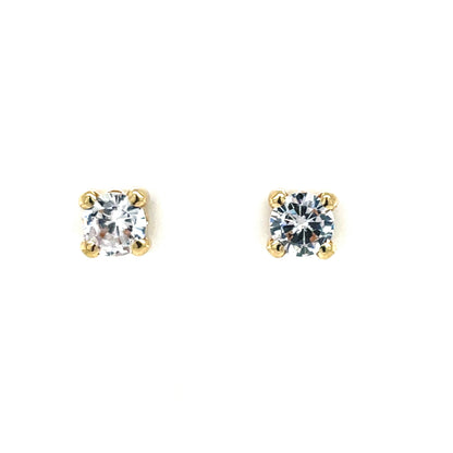 9ct Gold 6mm CZ 4-Claw Stud Earrings GEZ788