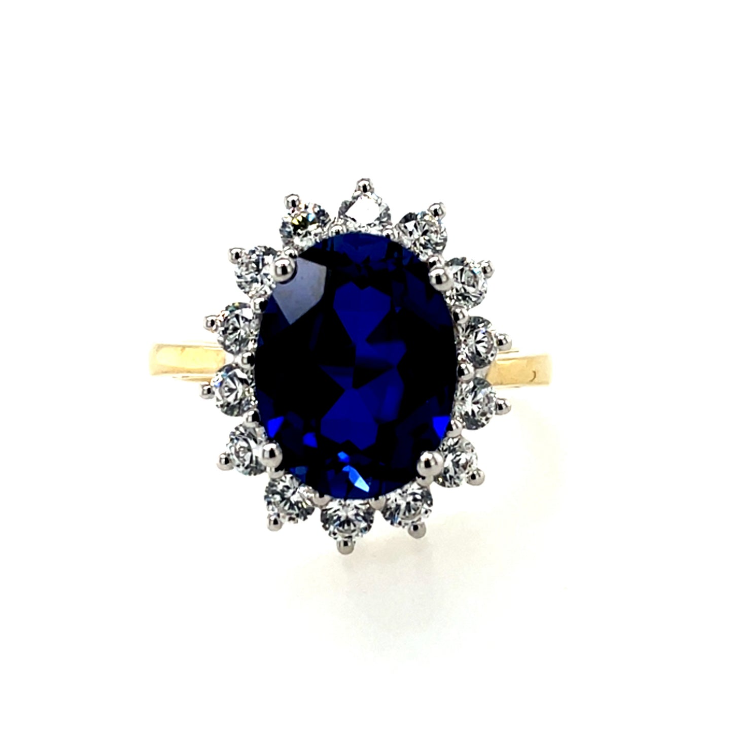 9ct Gold Sapphire CZ Cluster Ring GRS248