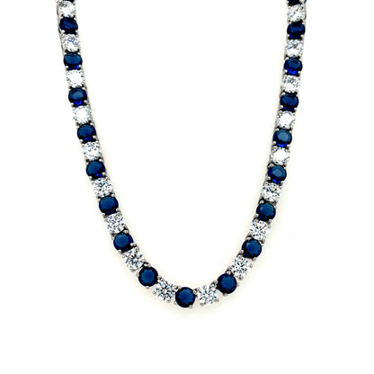 Sterling Silver 4mm Blue CZ Tennis Necklet CN8665SZ