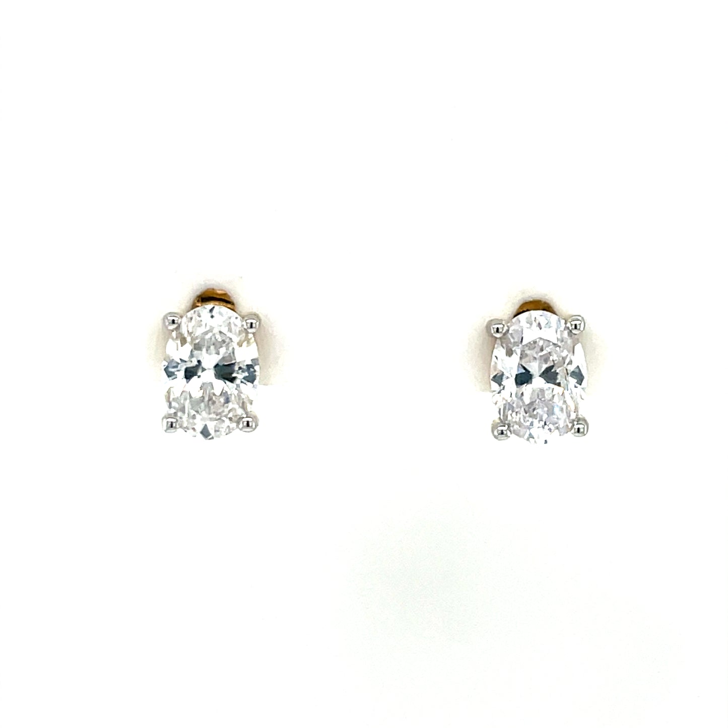 9ct Gold Oval CZ Stud Earrings GEZ789