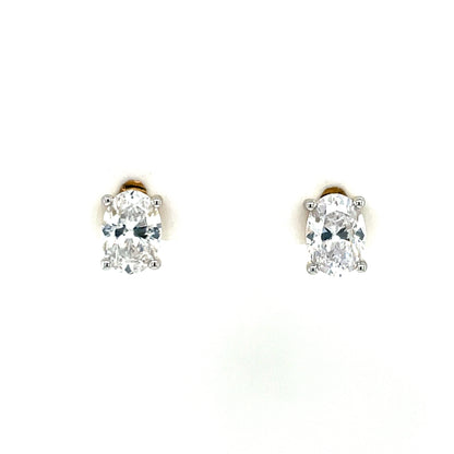 9ct Gold Oval CZ Stud Earrings GEZ789
