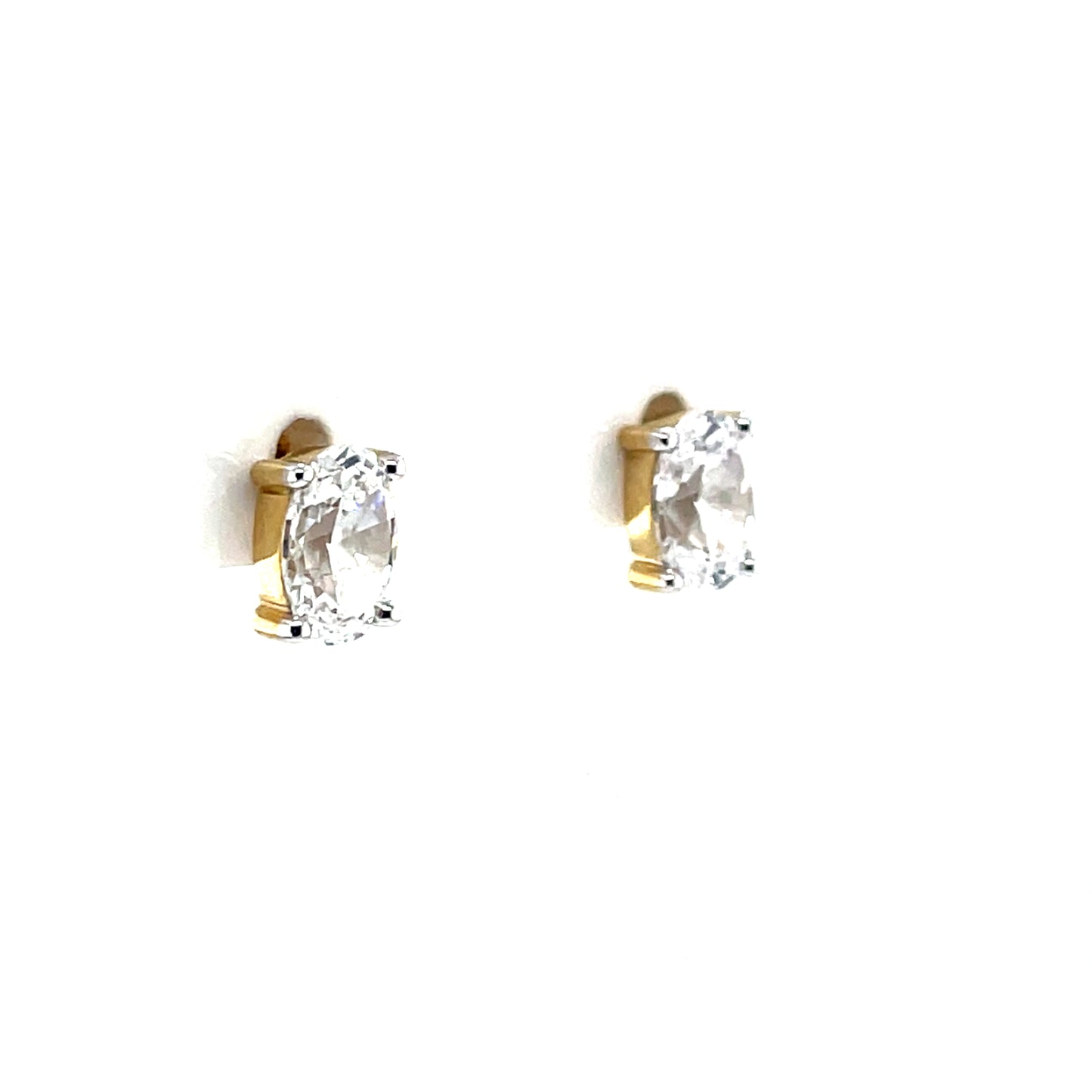 9ct Gold Oval CZ Stud Earrings GEZ789