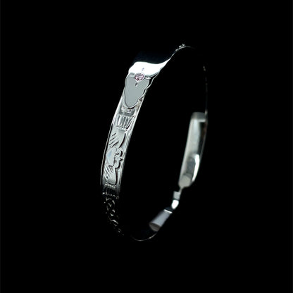 Silver Baby Bangle Claddagh & Celtic Band with Pink CZ SB502