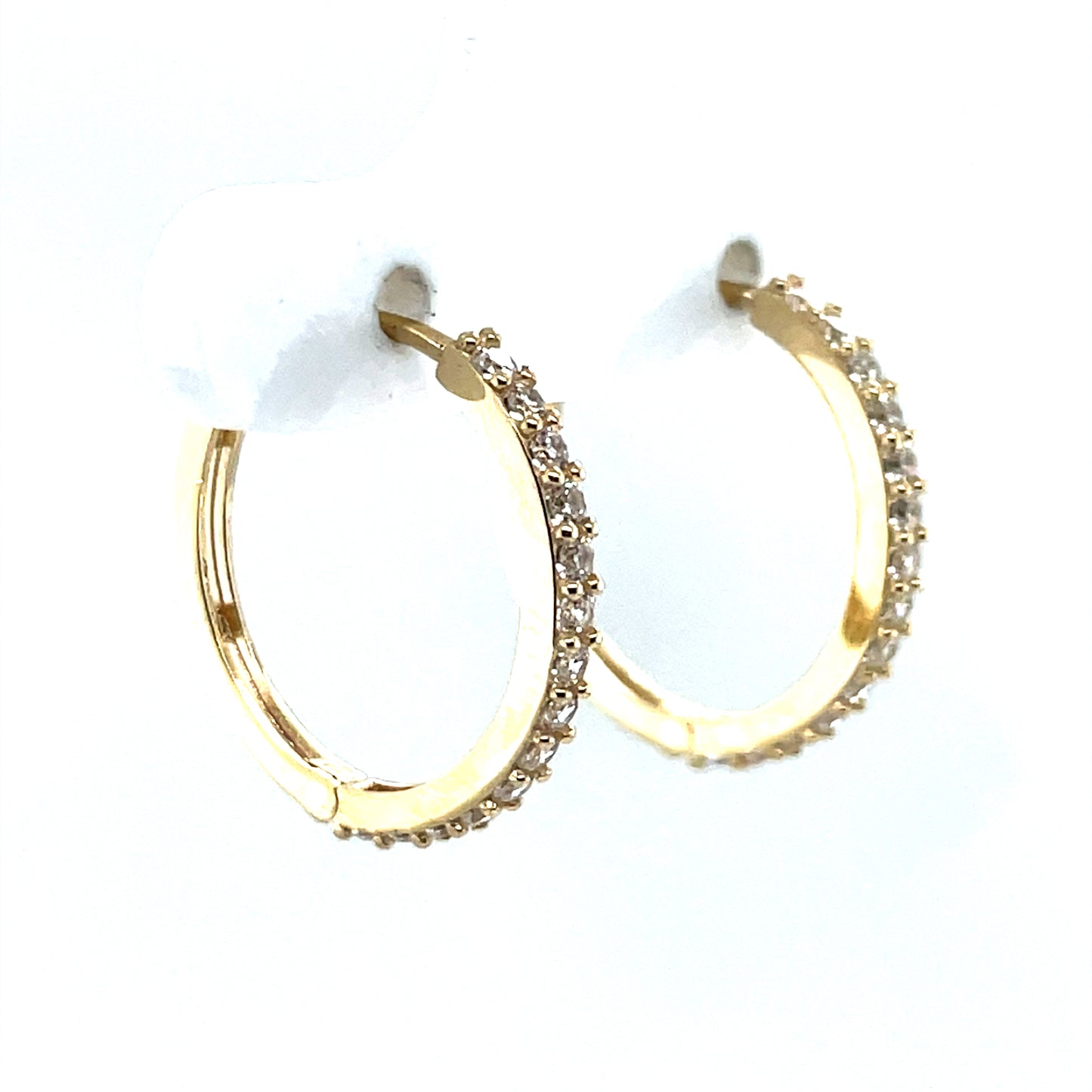 9ct Gold 15mm CZ Hoop Earrings GEZ793