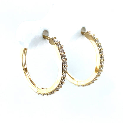 9ct Gold 15mm CZ Hoop Earrings GEZ793