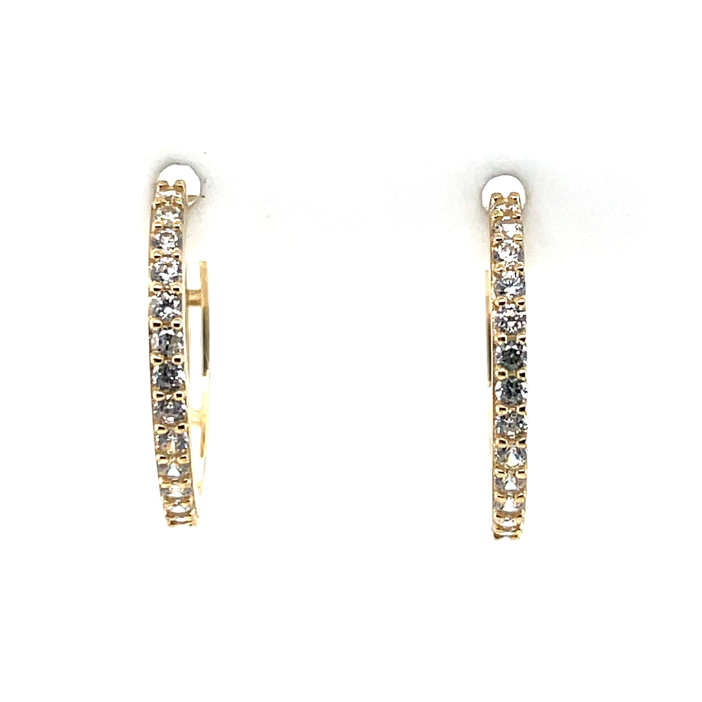 9ct Gold 15mm CZ Hoop Earrings GEZ793