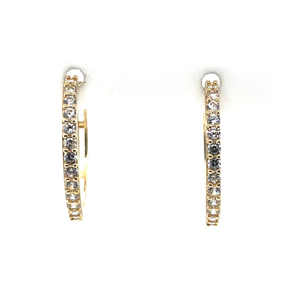 9ct Gold 15mm CZ Hoop Earrings GEZ793