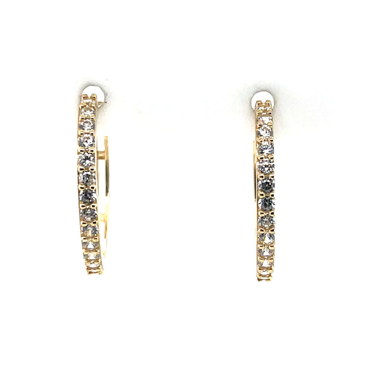 9ct Gold 15mm CZ Hoop Earrings GEZ793