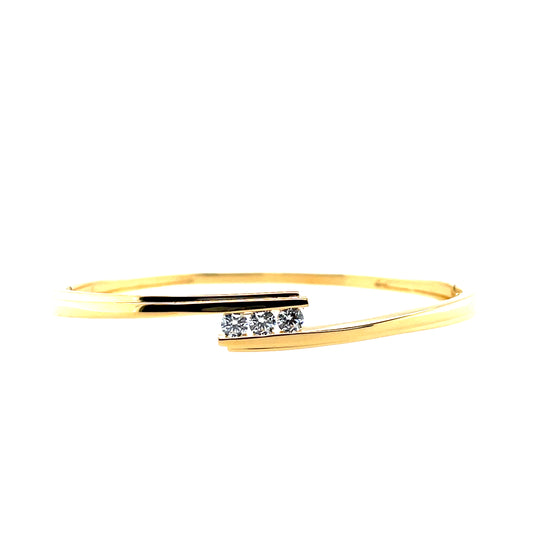 Bijoux D'Or 18ct Gold-Plated CZ Crossover Bangle PSBC74Z