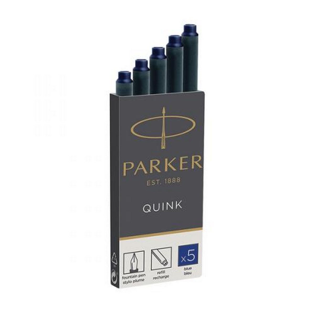 PARKER REFILL FOUNTAIN PEN BLUE QUINK (BLISTER OF 5) 1950403