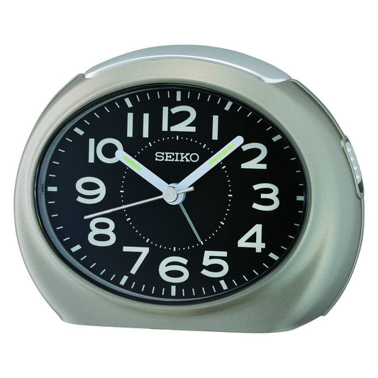 SEIKO QUARTZ GREY BEDSIDE BEEP BEDSIDE ALARM CLOCK QHE193N
