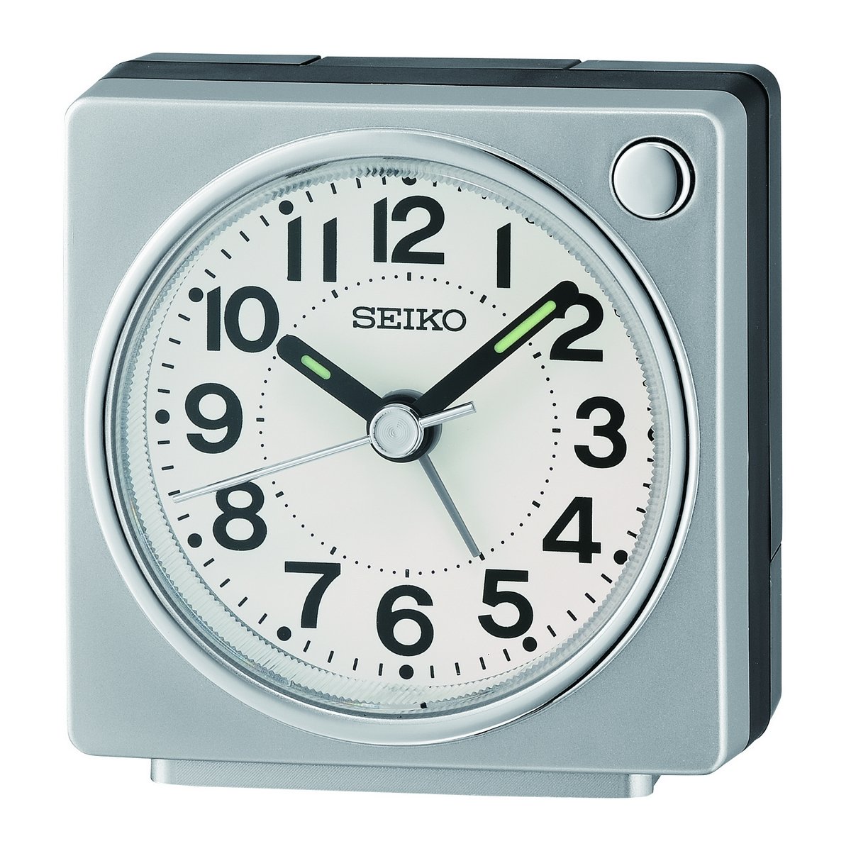 SEIKO QUARTZ SILVER BEDSIDE BEEP ALARM CLOCK QHE196S