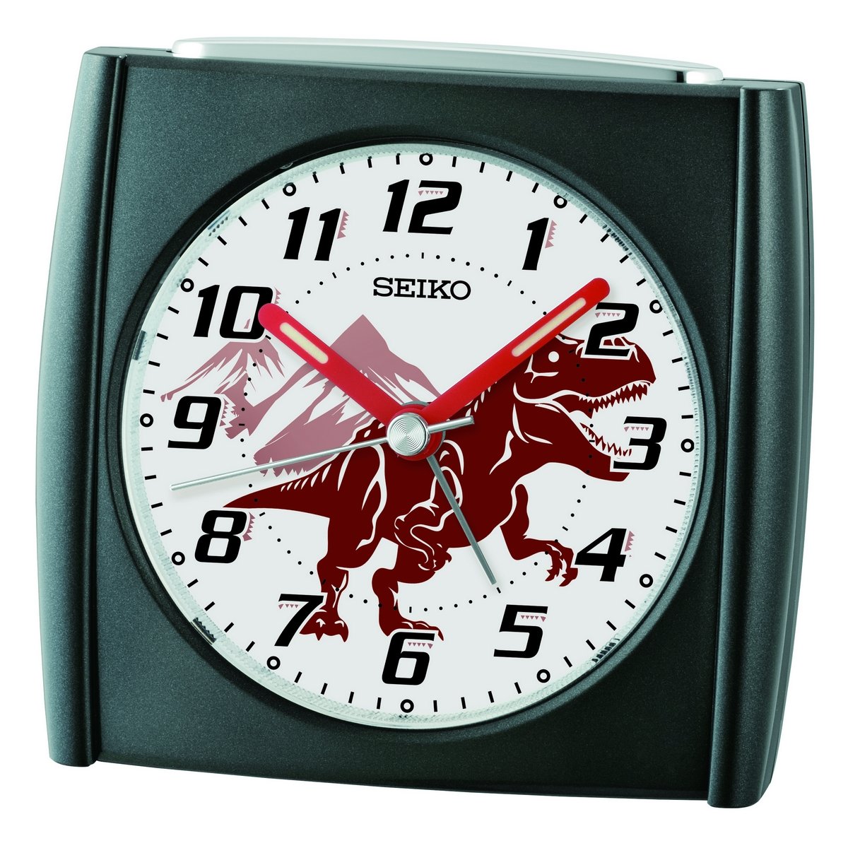 SEIKO QUARTZ BEDSIDE BLACK TYRANNOSAURUS REX BEEP ALARM CLOCK QHE212K