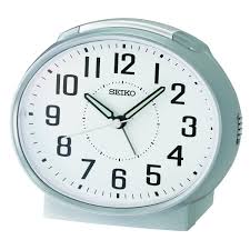 SEIKO QUARTZ SILVER BELL BEDSIDE ALARM CLOCK QHK059S