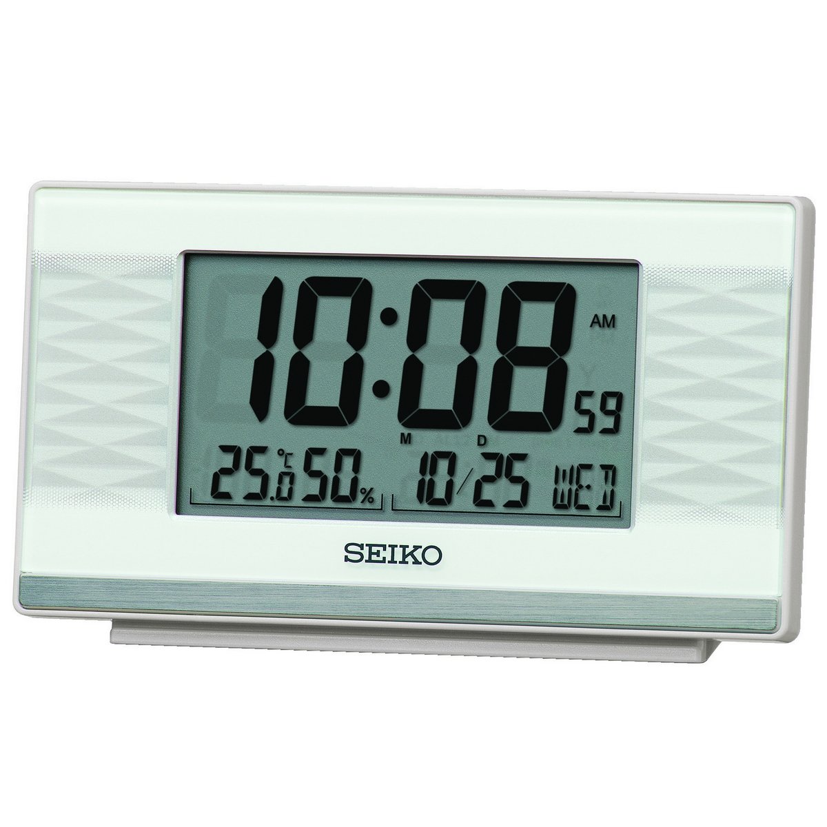 SEIKO DIGITAL BEDSIDE SILVER ALARM CLOCK QHL094W