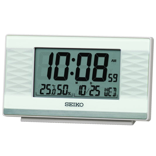 SEIKO DIGITAL BEDSIDE SILVER ALARM CLOCK QHL094W