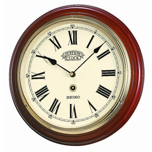 SEIKO QUARTZ WOOD STATION CLOCK QXA143B