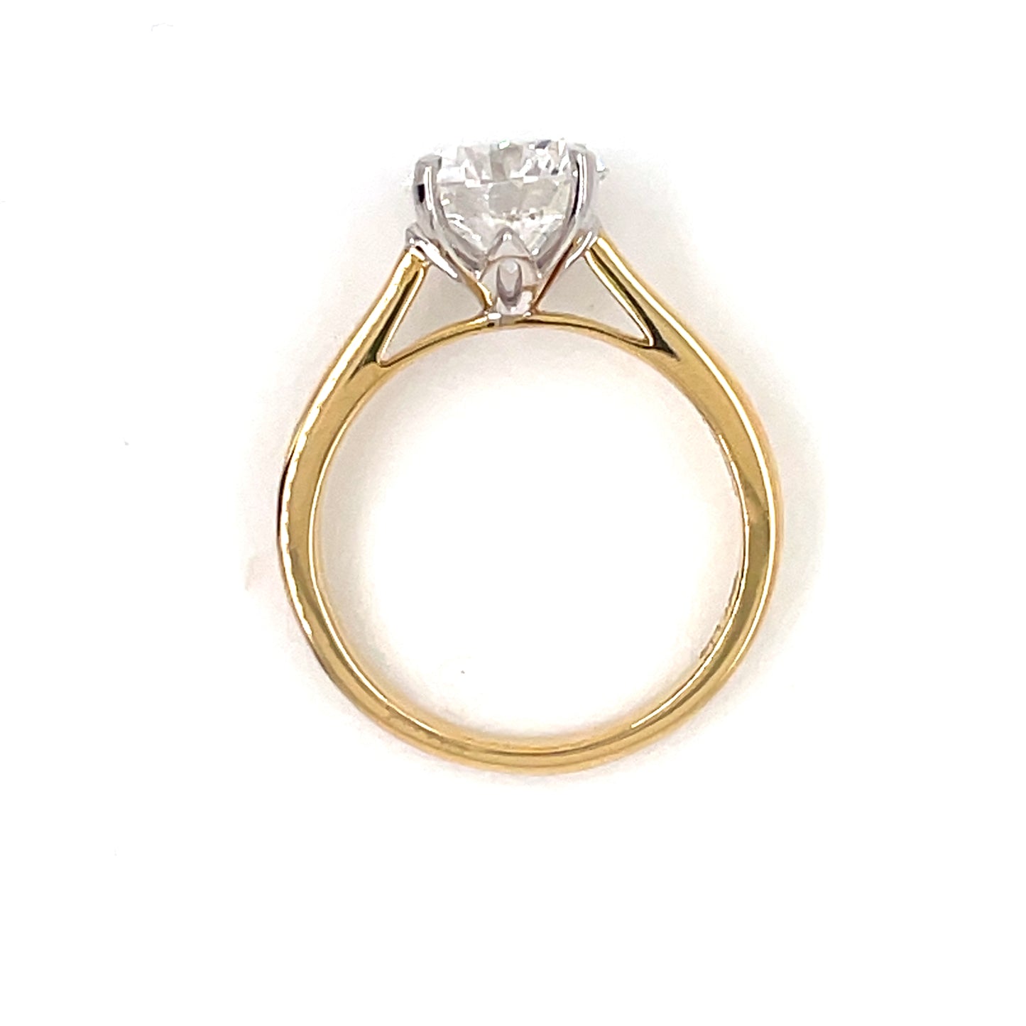 18ct Yellow Gold Lab Grown Round 2.12ct Solitaire Diamond  Ring R-210