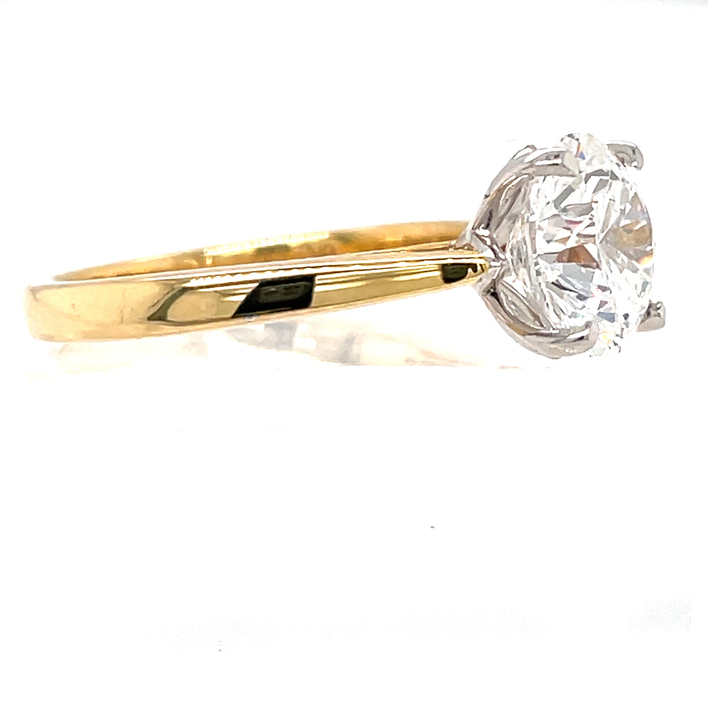 18ct Yellow Gold Lab Grown Round 2.12ct Solitaire Diamond  Ring R-210