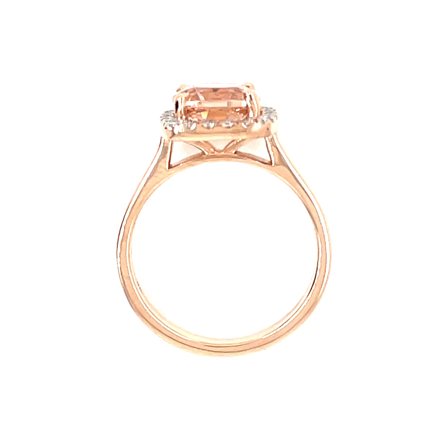 9ct Rose Gold Morganite & Diamond Cushion Halo Ring GRX274