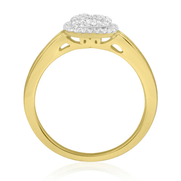 9ct Gold 0.50ct Diamond Cushion Halo Ring Z234