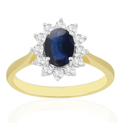 18ct Gold 1.00ct Sapphire & Diamond Cluster Ring GRS126