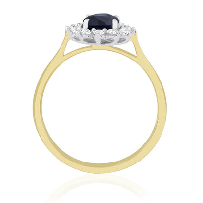 18ct Gold 1.00ct Sapphire & Diamond Cluster Ring GRS126