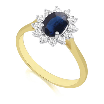 18ct Gold 1.00ct Sapphire & Diamond Cluster Ring GRS126