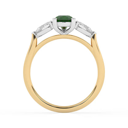 9ct Yellow Gold Lab Grown Emerald & Diamond Trilogy Ring GRE138