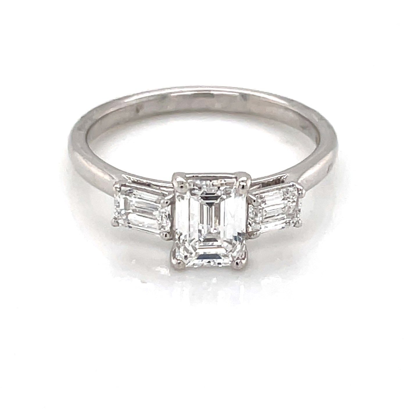 18ct White Gold Lab Grown 1.80ct Emerald-cut 3-stone Ring T77