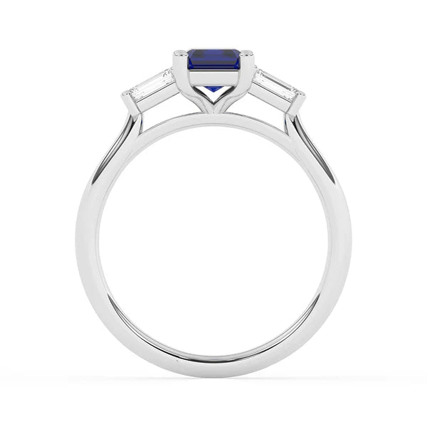 9ct White Gold Lab Grown Sapphire & Diamond Trilogy Ring GRS262