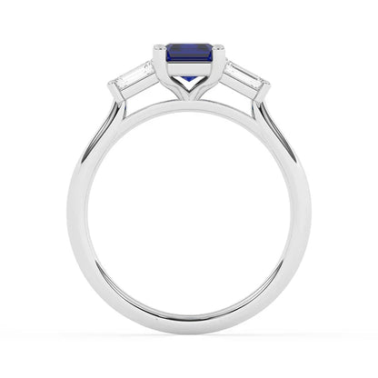 9ct White Gold Lab Grown Sapphire & Diamond Trilogy Ring GRS262