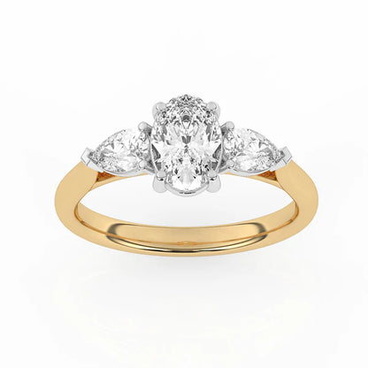 18ct Yellow Gold Lab Grown 1.40ct Oval & Pear Diamond Ring T79