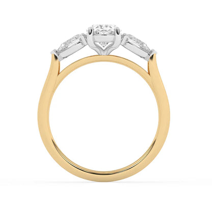 18ct Yellow Gold Lab Grown 1.40ct Oval & Pear Diamond Ring T79