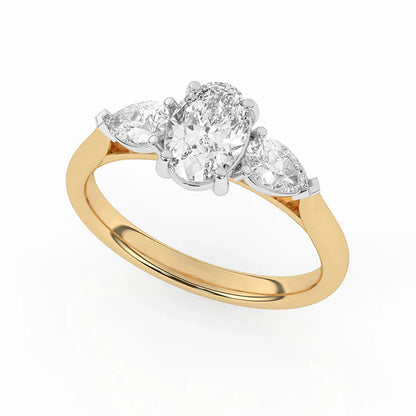 18ct Yellow Gold Lab Grown 1.40ct Oval & Pear Diamond Ring T79