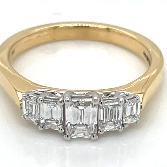 18ct Gold Lab Grown 1.10ct Emerald-cut Graduated 5-stone Ring Y11