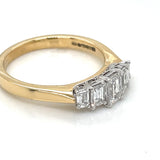 18ct Gold Lab Grown 1.10ct Emerald-cut Graduated 5-stone Ring Y11