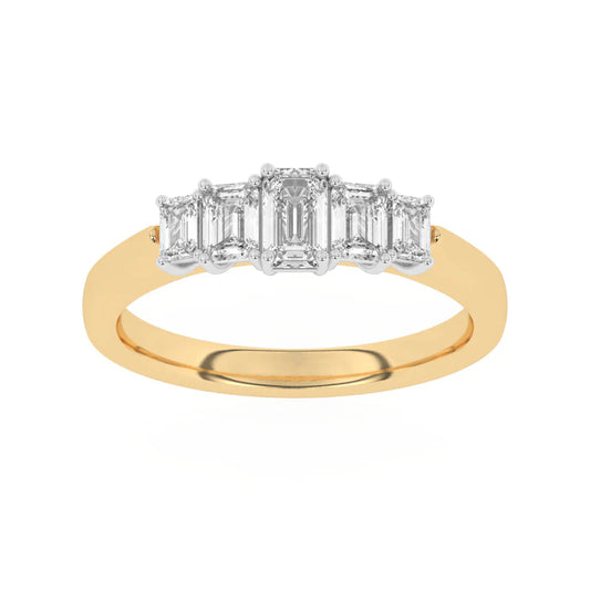 18ct Gold Lab Grown 1.10ct Emerald-cut Graduated 5-stone Ring Y11