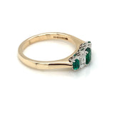 9ct Yellow Gold Lab Grown Emerald & Diamond Five Stone Ring GRE123