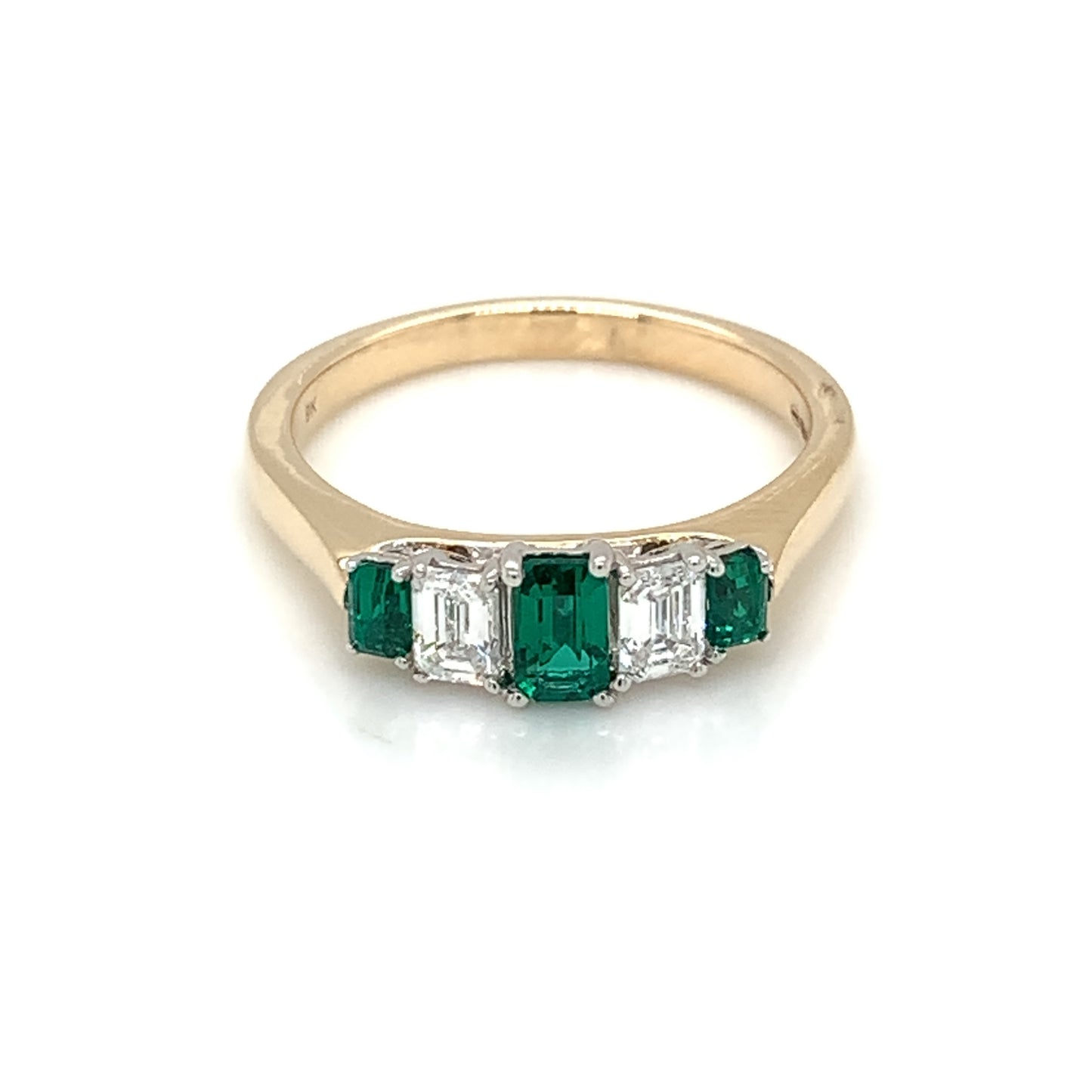 9ct Yellow Gold Lab Grown Emerald & Diamond Five Stone Ring GRE123