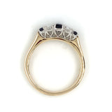 9ct Yellow Gold Lab Grown Sapphire & Diamond Five Stone Ring GRS239