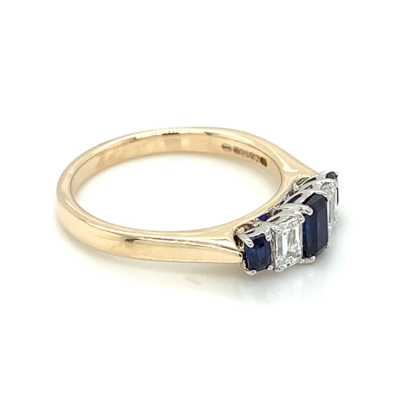 9ct Yellow Gold Lab Grown Sapphire & Diamond Five Stone Ring GRS239