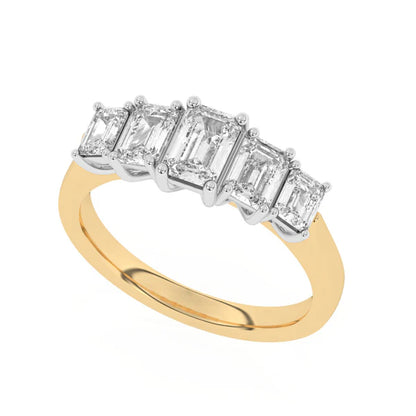 18ct Gold Lab Grown 2.00ct Emerald-cut Graduated 5-stone Ring Y12