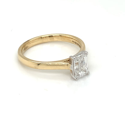 18ct Yellow Gold Lab Grown 1ct Emerald Cut Diamond Engagement Ring Z220